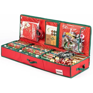 Olilia 41" Wrapping Paper Organizer Storage 600D Oxford Fabric Christmas Ribbon Present Bag Small Artificial Tree Storage Bag Xmas Decoration Accessories Storage Containers with Interior Pockets