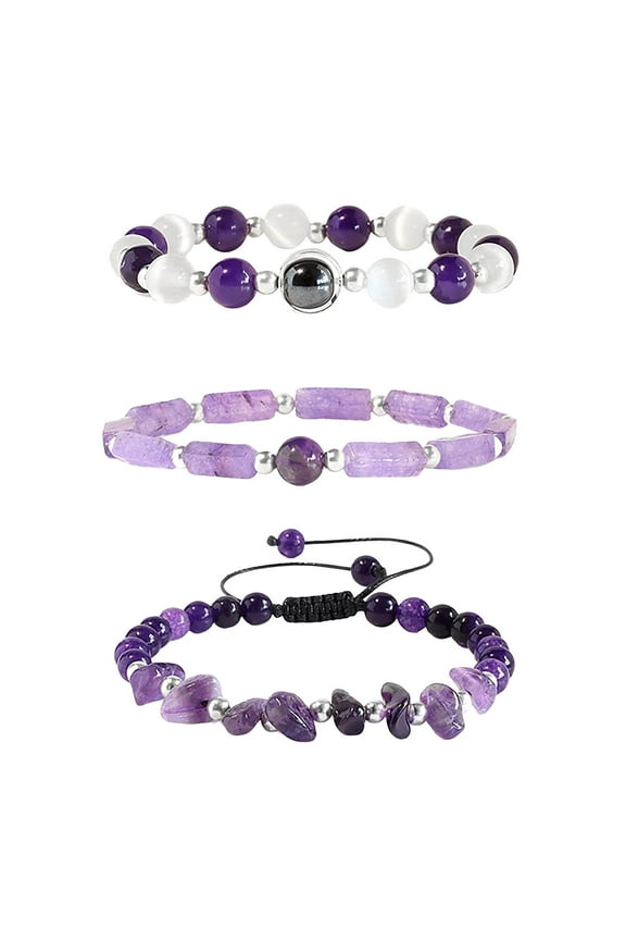 Amethyst Bracelets For Women Natural Stone Beaded Bracelet Stress Anxiety Opal Stretch Jewelry Gift For Women Jewelry Gifts for Girls Womens