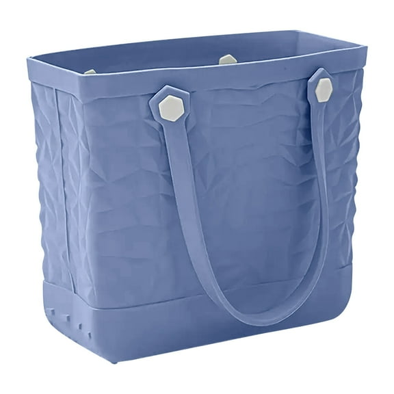 Olilia Beach Bag Rubber Tote | Waterproof Extra-Large Tote Bag for Beach, Pool Boat, Groceries, Sports | Getaway Bag Collection | Blue Medium