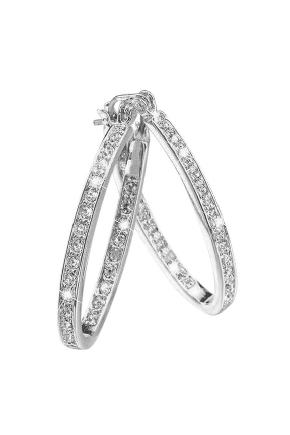 Clip-on Earrings Hoop Stud Drop & Dangle Rhinestone Inlaid Banquet Jewelry Ring Ear Temperament Ring Birthday Gift Earring For Girlfriend