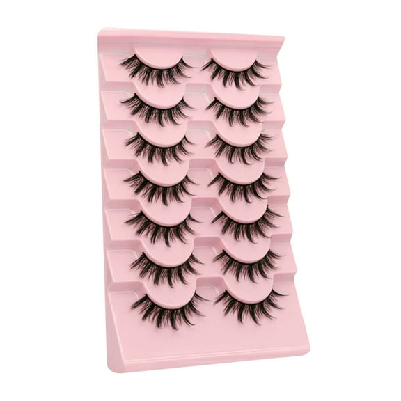 Olilia False Eyelashes Eye 8 Pairs Pack 40D Natural Look Fluffy Wispy Cat Eye Lashes Soft Lashes Lightweight D-Curl Clear Band Eyealshes