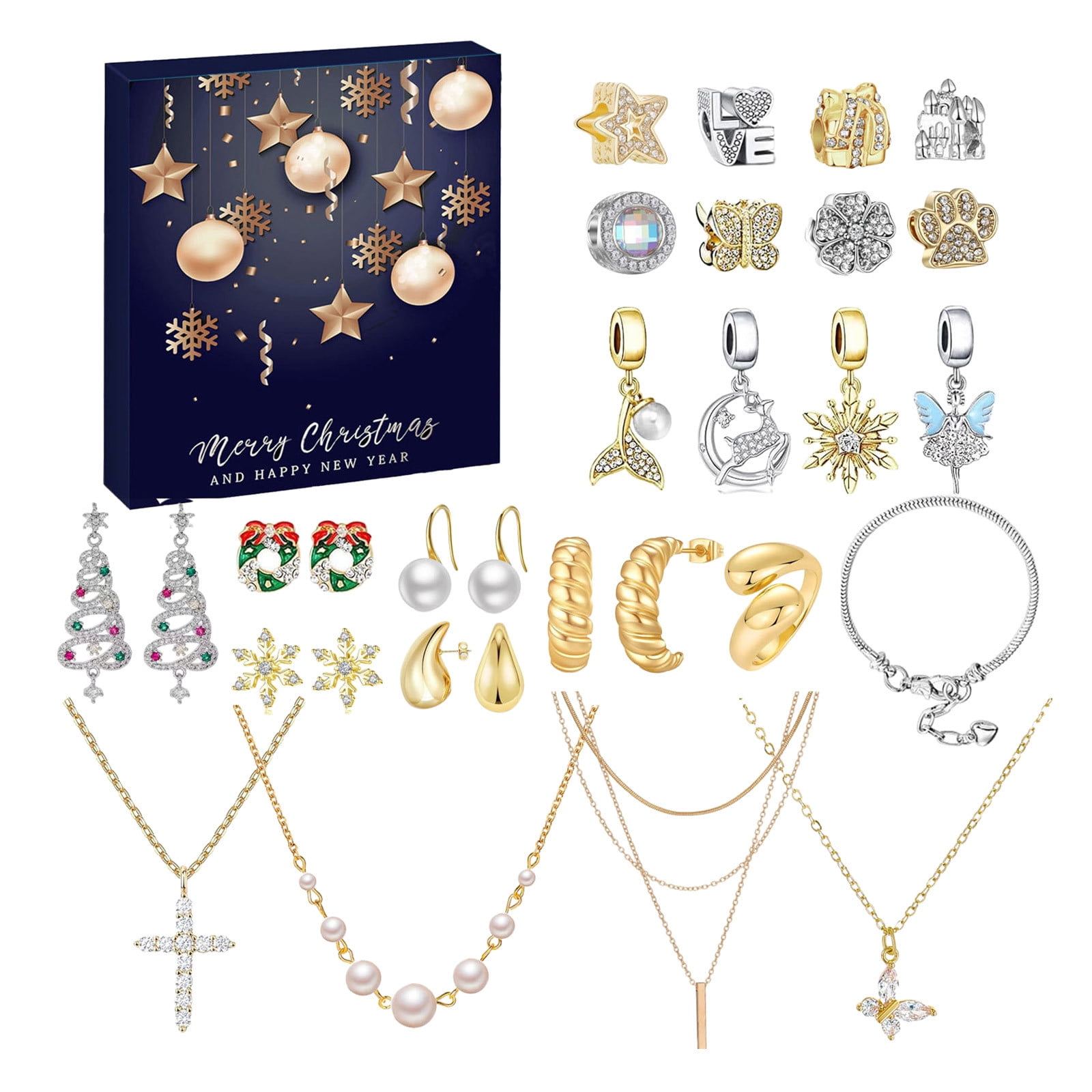 Olilia Jewelry Advent Calendar for Adult Women, 24 Day Christmas ...