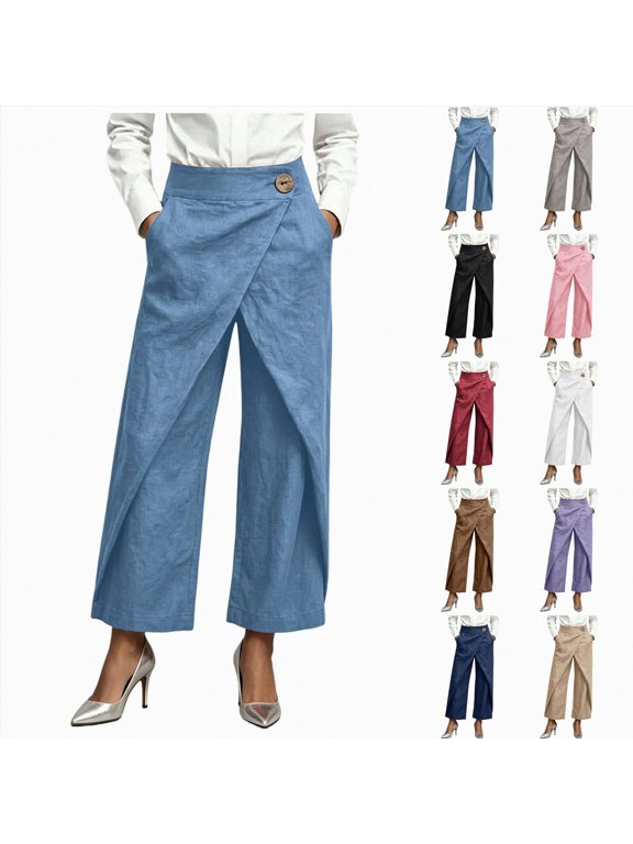 Womens Linen Wrap Pants Thai Fisherman Yoga Beach Hippie Lightweight Gauze Loose Pant Summer Business Casual Trousers Red,Size XXL