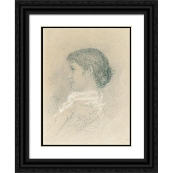 Olin Levi Warner 11x14 Black Ornate Wood Framed Double Matted Museum Art Print Titled: Adelaide Napier (1882)