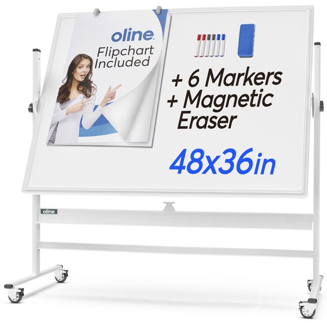 Oline Double Sided Rolling Adjustable Dry Erase White Board