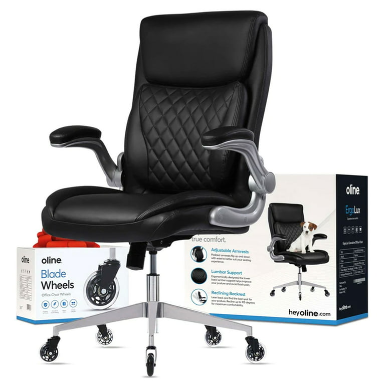 Aaron Living Ergonomic Office Chair Back Lumbar Support Comfortable High Back Home Office Desk Chair with Wheels Executive Leather Computer Chair for