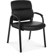 Oline Executive Leather Reception Chair with Padded Arms, Black