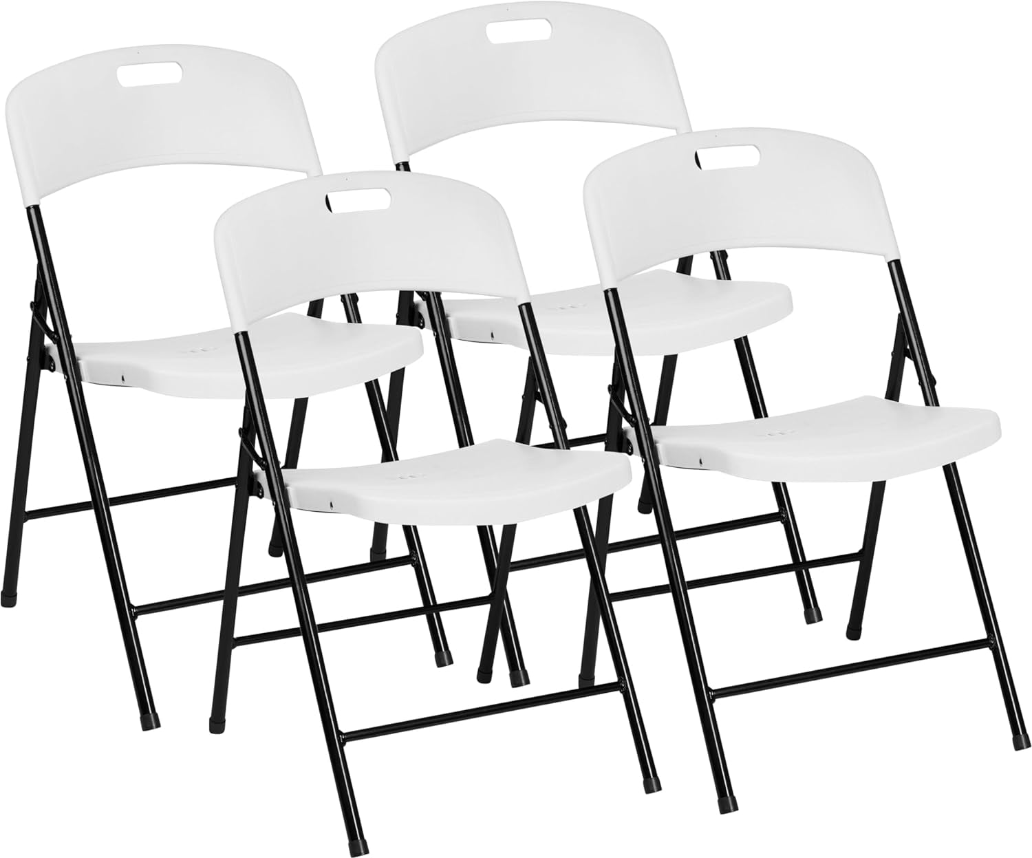 White Plastic Armless Folding Chairs, 4 Pack
