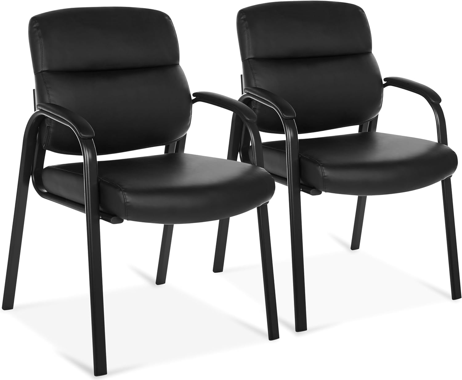 Oline Black Leather Guest Office Chairs, 2 Pack