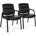 thumbnail image 1 of Oline Leather Guest Chair with Padded Arms, Reception Meeting Conference Waiting Room Lobby Home Desk Big and Tall Executive Office Chair, Black (2 Pack), 1 of 7