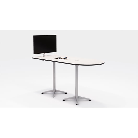 Olio Designs 36" x 84" Horseshoe Bar Height Work Table in Gray and Silver