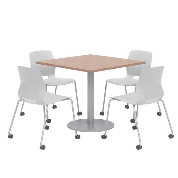 Olio Designs Cherry Square 36in Lola Dining Set - Gray Caster Chairs