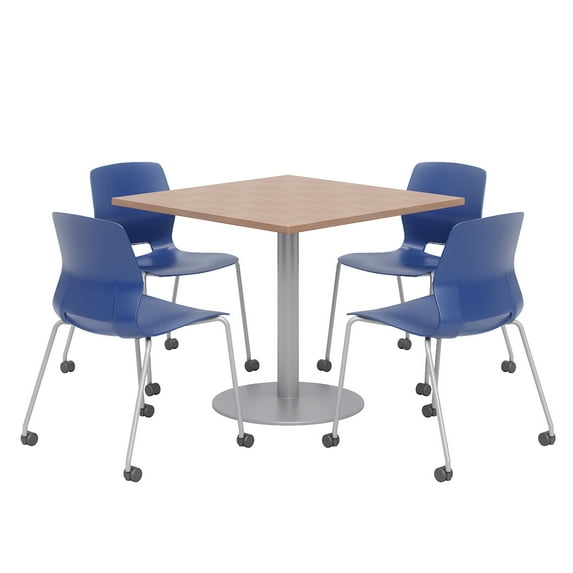 Olio Designs Cherry Square 36in Lola Dining Set - Navy Caster Chairs