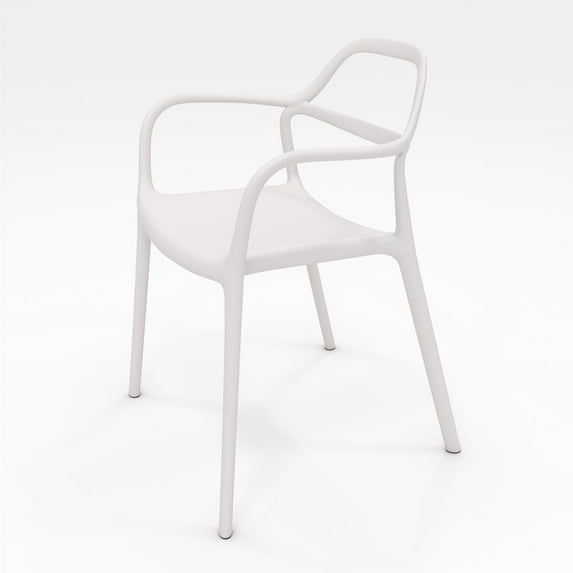 Olio Designs Dali Plastic Indoor-Outdoor Dining Arm Chair in White