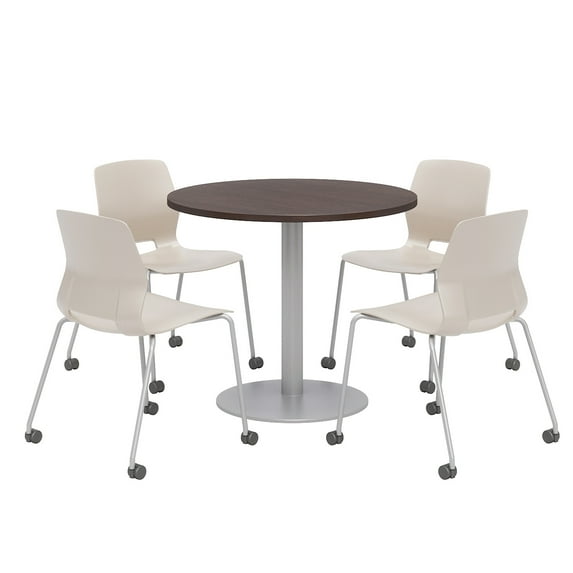 Olio Designs Espresso Round 36in Lola Dining Set - Moon Caster Chairs