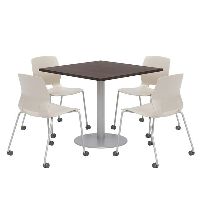 Olio Designs Espresso Square 36in Lola Dining Set - Moon Caster Chairs