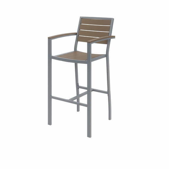 Olio Designs Ivy 29.5" Aluminum Patio Bar Stool in Mocha and Silver