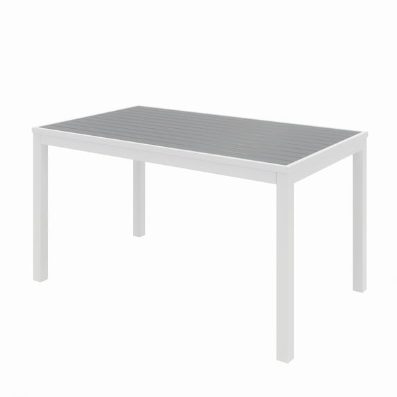 Olio Designs Ivy 32" x 55" Aluminum Patio Dining Table in Gray and White