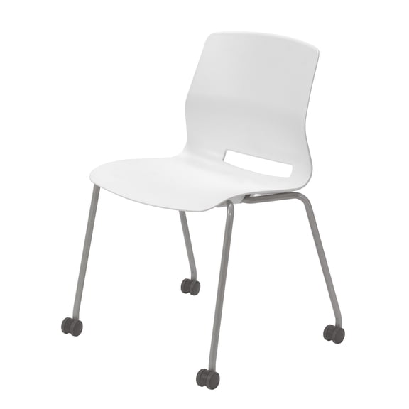Olio Designs Lola 31"H Stack Chair, Caster Base, Armless, White