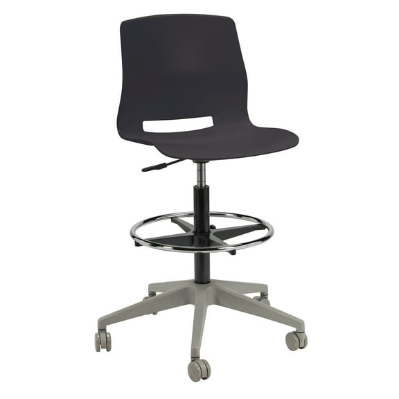 Olio Designs Lola Drafting Stool, 5 Star Caster Base, Black
