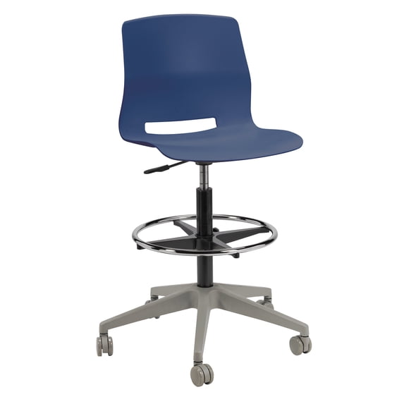 Olio Designs Lola Drafting Stool, 5 Star Caster Base, Navy