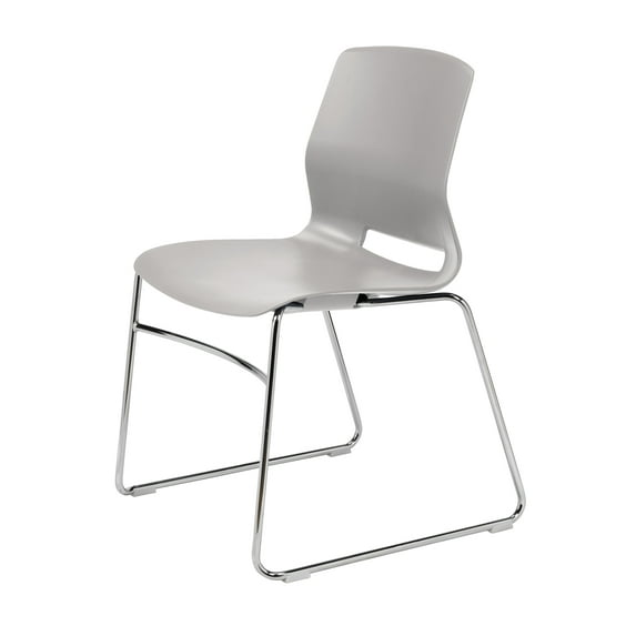 Olio Designs Lola Sled-Base Office Stack Chair, Light Grey