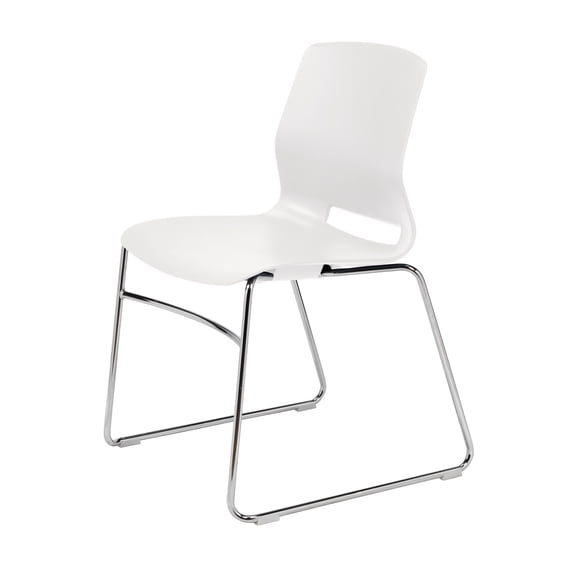 Olio Designs Lola Sled-Base Office Stack Chair, White