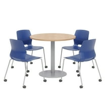 Olio Designs Maple Round 36in Lola Dining Set - Navy Caster Chairs