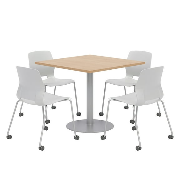 Olio Designs Maple Square 36in Lola Dining Set - Gray Caster Chairs