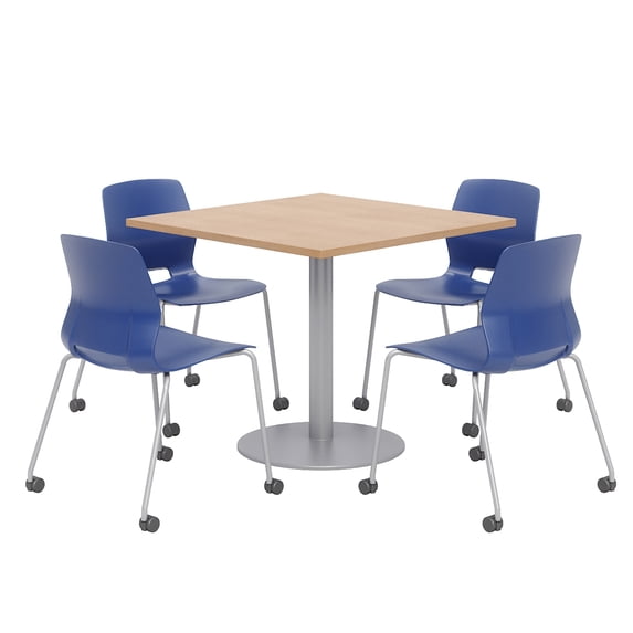 Olio Designs Maple Square 42in Lola Dining Set - Navy Caster Chairs