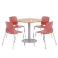 thumbnail image 1 of Olio Designs Round 42in Lola Dining Set - Maple Table - Coral Chairs, 1 of 1