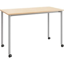 Olio Designs Spright Mobile Wood Top Work Table Desk in Maple and Silver
