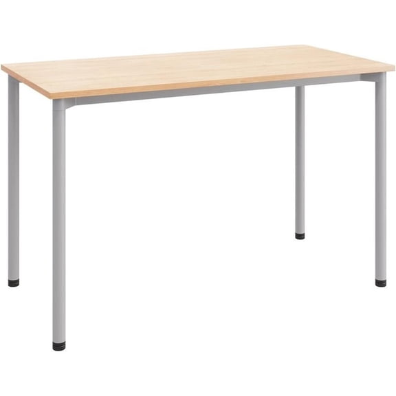 Olio Designs Spright Wood Top Work Table Desk in Maple and Silver