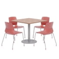 thumbnail image 1 of Olio Designs Square 36in Lola Dining Set - Cherry Table - Coral Chairs, 1 of 1