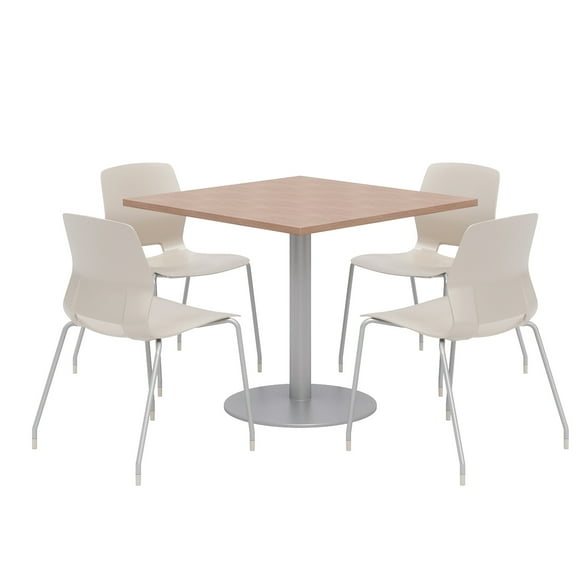 Olio Designs Square 36in Lola Dining Set - Cherry Table - Moon Chairs
