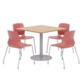 thumbnail image 1 of Olio Designs Square 36in Lola Dining Set - Maple Table - Coral Chairs, 1 of 1