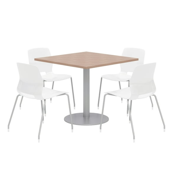 Olio Designs Square 42in Lola Dining Set - Cherry Table - White Chairs