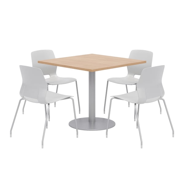 Olio Designs Square 42in Lola Dining Set - Maple Table - Gray Chairs