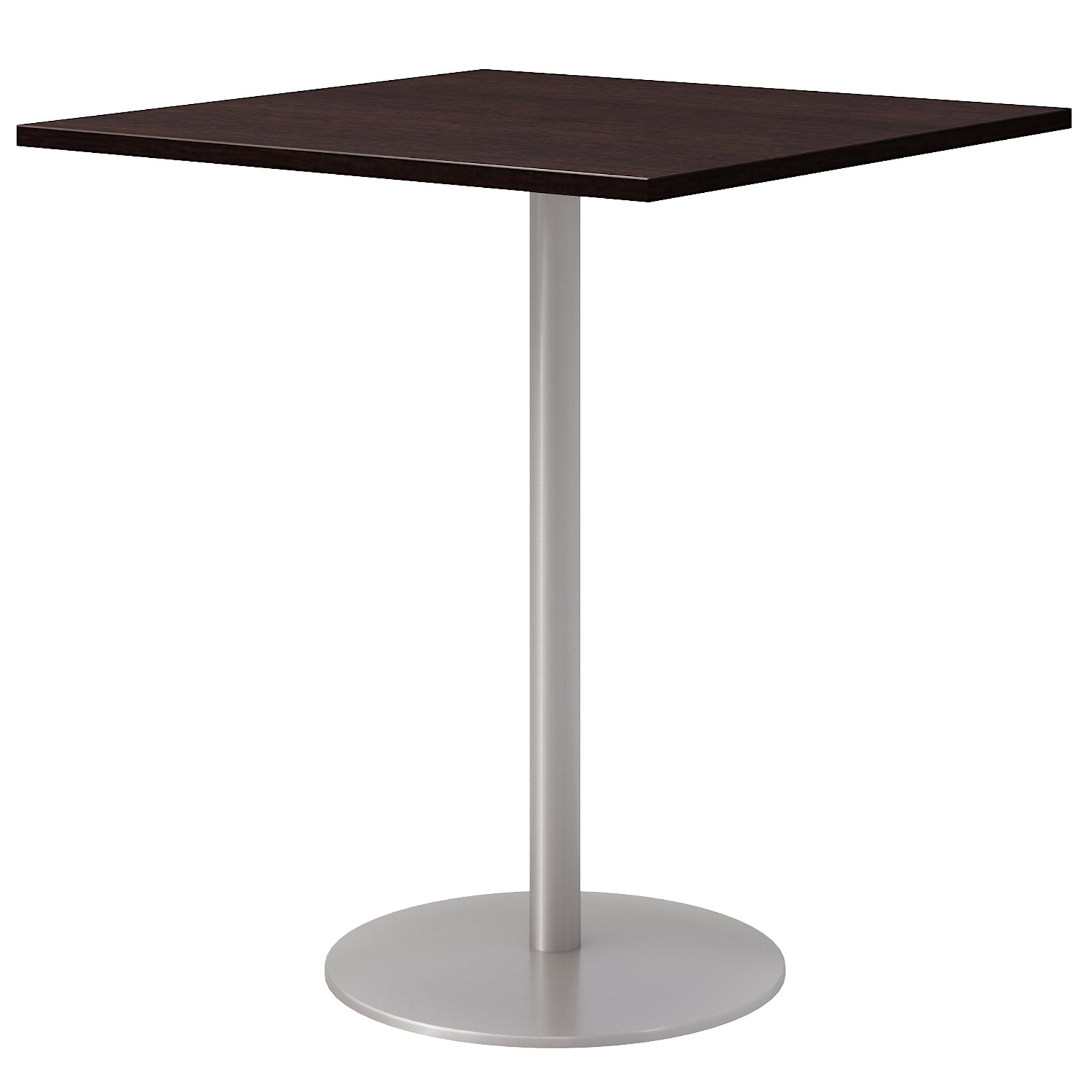 Espresso and Silver Square Bistro Height Pedestal Table