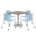 thumbnail image 1 of Olio Designs Teak Square 36in Lola Dining Set - Sky Blue Caster Chairs, 1 of 1