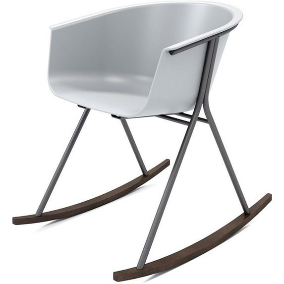 Olio Designs Tee Plastic Black Coffee Frame Rocker in Cool Gray and Umber