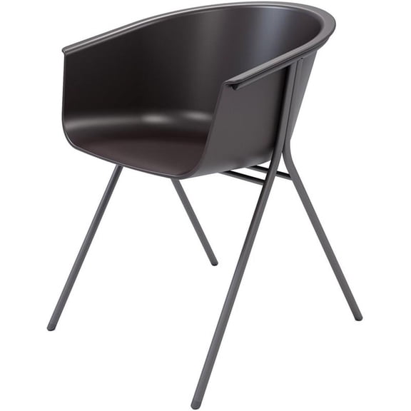 Olio Designs Tee Plastic Guest Arm Chair in Black Coffee