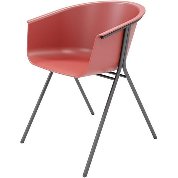 Olio Designs Tee Plastic Guest Arm Chair in Coral and Black Coffee