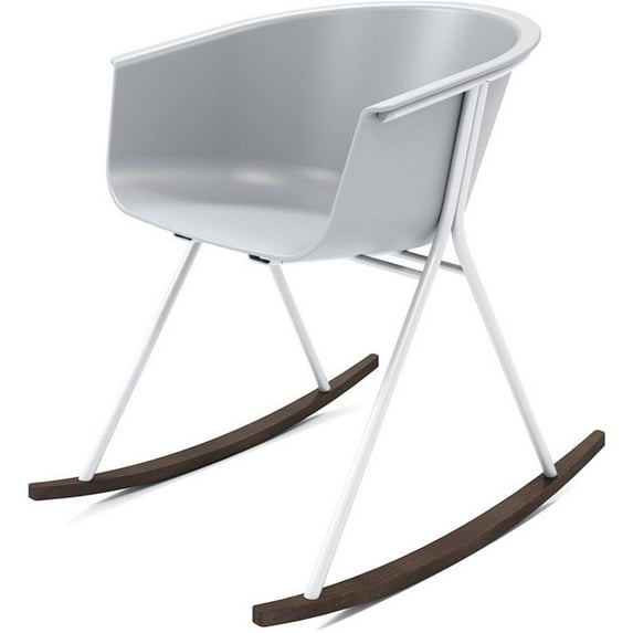 Olio Designs Tee Plastic Silver Frame Rocker in Cool Gray and Umber