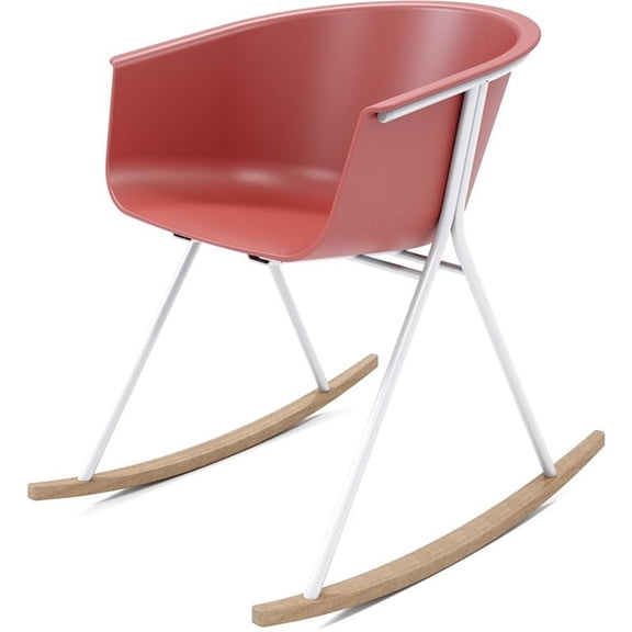 Olio Designs Tee Plastic Silver Frame Rocker in Coral and Latte