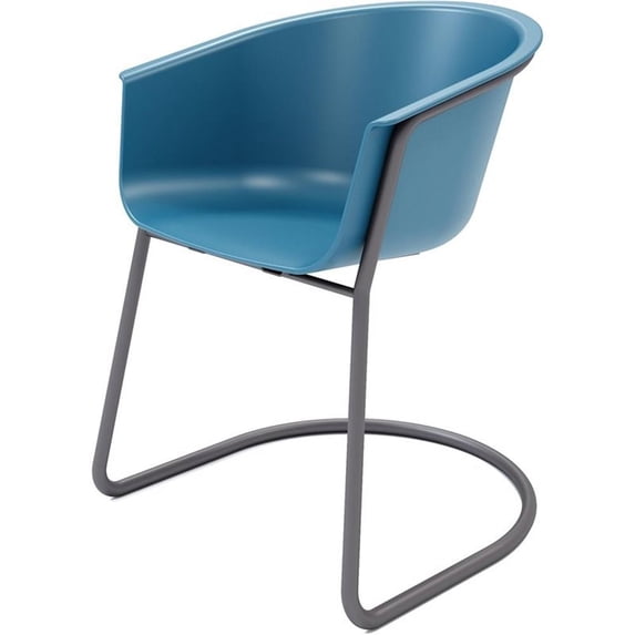 Olio Designs Tee Plastic Sled Base Arm Chair in Bermuda and Black Coffee