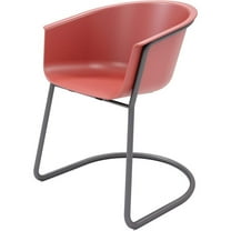 Olio Designs Tee Plastic Sled Base Arm Chair in Coral and Black Coffee