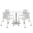 thumbnail image 1 of Olio Designs White Round 36in Lola Dining Set - Gray Caster Chairs, 1 of 1