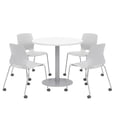 thumbnail image 1 of Olio Designs White Round 42in Lola Dining Set - Gray Caster Chairs, 1 of 1