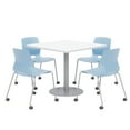 thumbnail image 1 of Olio Designs White Square 36in Lola Dining Set - Sky Blue Caster Chairs, 1 of 1